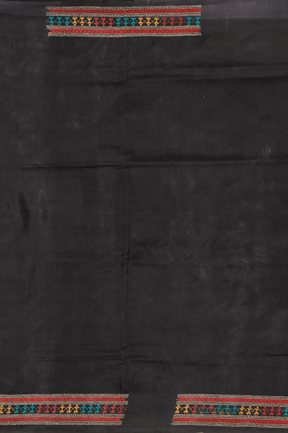 Image of Kantha Stitch Embroidery Black Saree